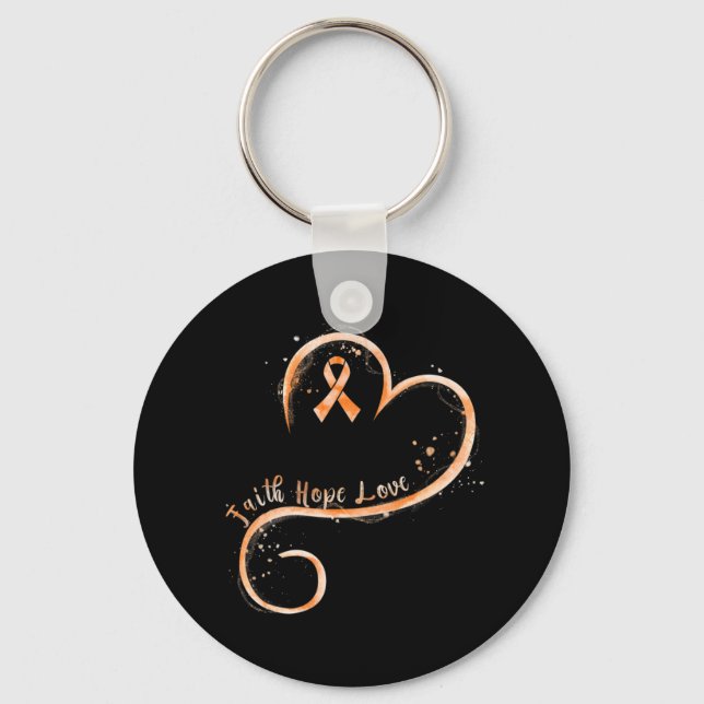 Faith Hope Love Orange Ribbon Leukemia Awareness  Key Ring (Front)