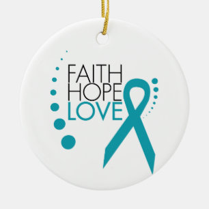 Faith, Hope, Love - Ovarian Cancer Ceramic Tree Decoration