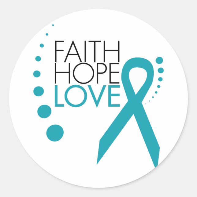 Faith, Hope, Love - Ovarian Cancer Classic Round Sticker (Front)