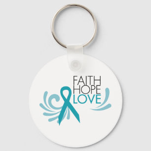 Faith, Hope, Love - Ovarian Cancer Key Ring