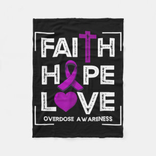 Faith Hope Love Overdose Awareness Christian Women Fleece Blanket
