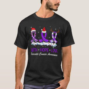 Faith Hope Love Pancreatic Awareness Purple Ribbon T-Shirt