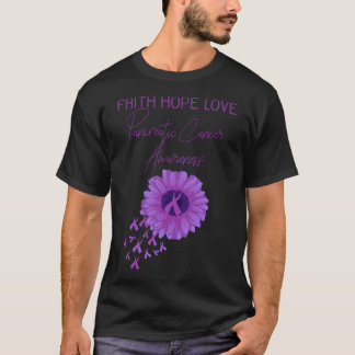 Faith Hope Love Pancreatic Cancer Awareness Purple T-Shirt