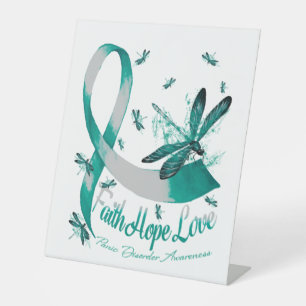 Faith Hope Love Panic Disorder Awareness Dragonfly Pedestal Sign