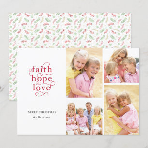 Faith Hope Love Photo Collage Family Christmas Holiday Card