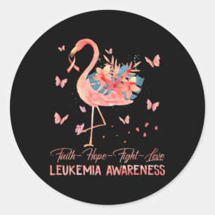Faith Hope Love Pink Flamingo Breast Leukaemia Awa Classic Round Sticker