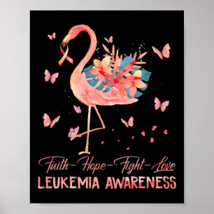 Faith Hope Love Pink Flamingo Breast Leukaemia Awa Poster