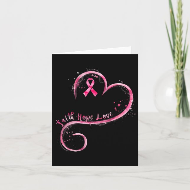 Faith Hope Love Pink Ribbon Breast Cancer Awarenes Card (Front)