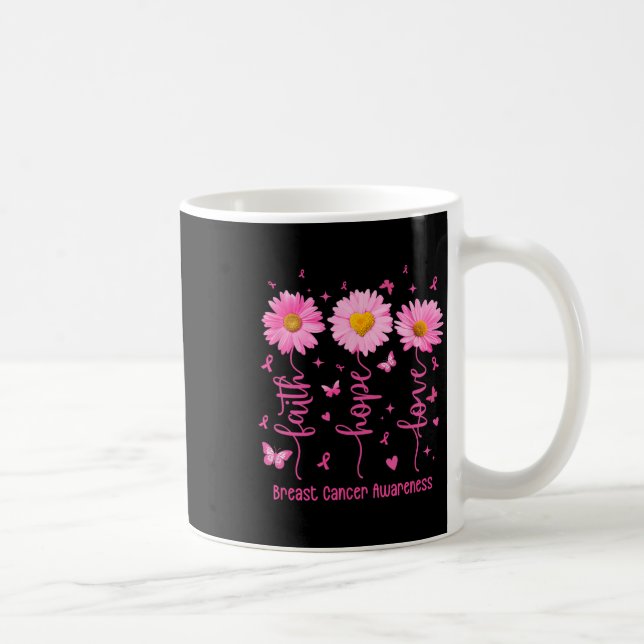 Faith Hope Love Pink Ribbon Breast Cancer Awarenes Coffee Mug (Right)