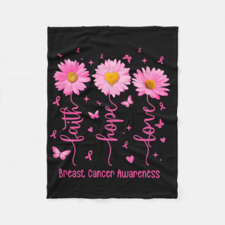 Faith Hope Love Pink Ribbon Breast Cancer Awarenes Fleece Blanket