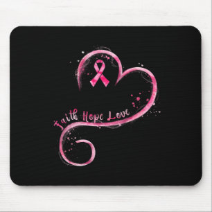 Faith Hope Love Pink Ribbon Breast Cancer Awarenes Mouse Mat