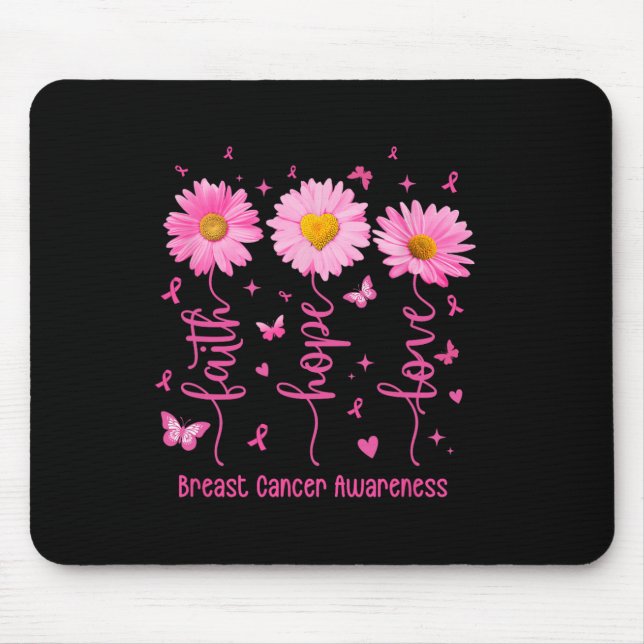 Faith Hope Love Pink Ribbon Breast Cancer Awarenes Mouse Mat (Front)