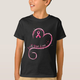 Faith Hope Love Pink Ribbon Breast Cancer Awarenes T-Shirt