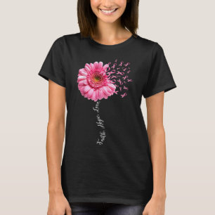 Faith Hope Love Pink Ribbon Daisy Flower  Breast C T-Shirt