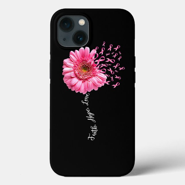 Faith Hope Love Pink Ribbon Daisy Flower Breast Ca Case-Mate iPhone Case (Back)