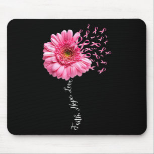 Faith Hope Love Pink Ribbon Daisy Flower Breast Ca Mouse Mat
