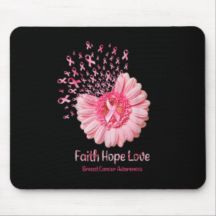Faith Hope Love Pink Ribbon Sunflower Breast Cance Mouse Mat