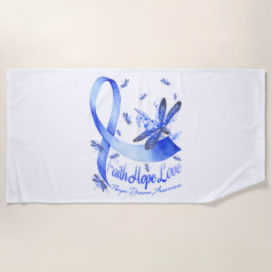 Faith Hope Love Pompe Disease Awareness Dragonfly Beach Towel