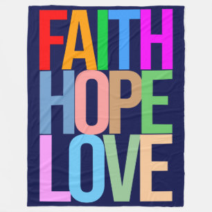 Faith Hope Love Positive colourful Fleece Blanket