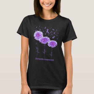 Faith Hope Love Purple Flower Ribbon Dementia Awar T-Shirt
