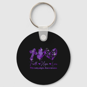 Faith Hope Love Purple Ribbon Fibromyalgia Awarene Key Ring