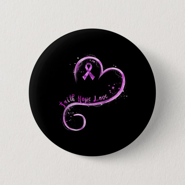 Faith Hope Love Purple Ribbon Overdose Awareness  6 Cm Round Badge (Front)