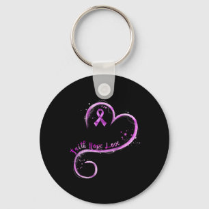 Faith Hope Love Purple Ribbon Overdose Awareness Key Ring