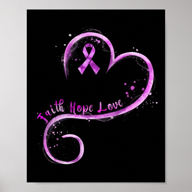 Faith Hope Love Purple Ribbon Overdose Awareness  Poster (Front)
