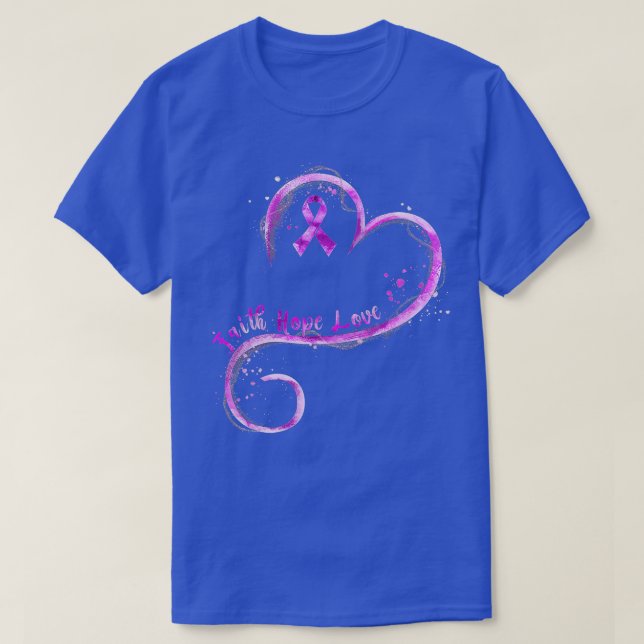 Faith Hope Love Purple Ribbon Overdose Awareness  T-Shirt (Design Front)