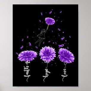 Faith Hope Love Purple Sunflower Fibromyalgia Awar Poster