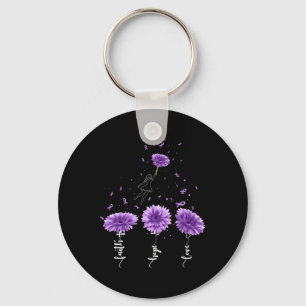 Faith Hope Love Purple Sunflower Overdose Awarenes Key Ring