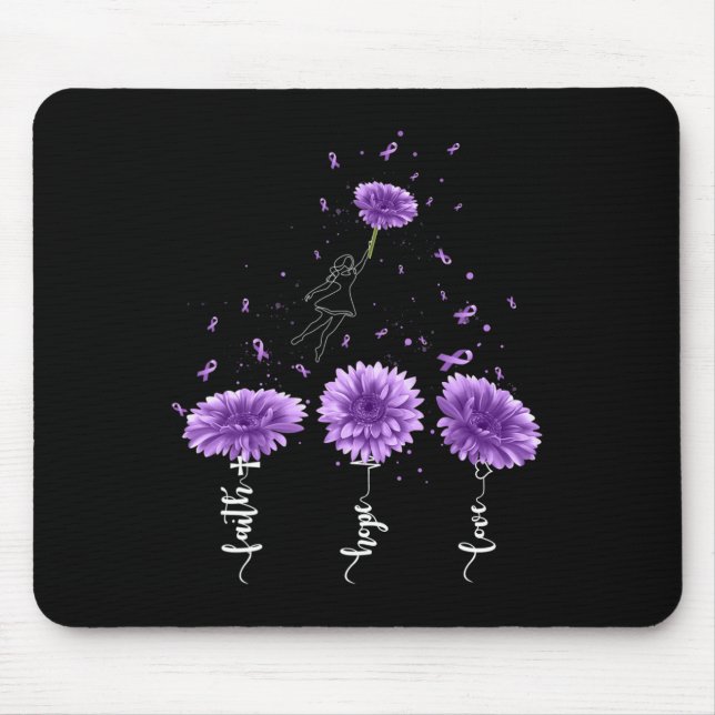 Faith Hope Love Purple Sunflower Overdose Awarenes Mouse Mat (Front)