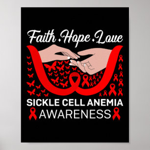 Faith Hope Love Red Butterfly Sickle Cell Anaemia Poster