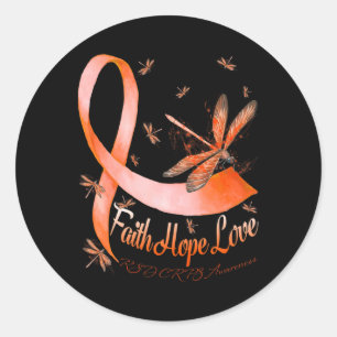 Faith Hope Love Rsd Crps Awareness Dragonfly Classic Round Sticker