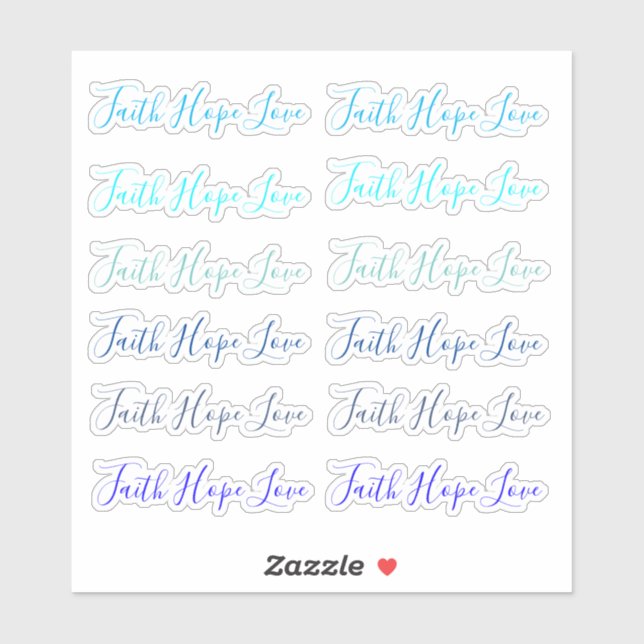 Faith Hope Love script stickers (Sheet)