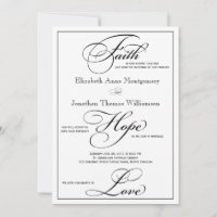 Faith Hope Love Script Wedding Invitation