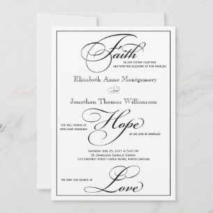Faith Hope Love Script Wedding Invitation