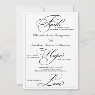 Faith Hope Love Script Wedding Invitation