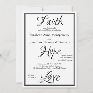 Faith Hope Love Script Wedding Invitation