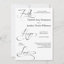 Faith Hope Love Script Wedding Invitation