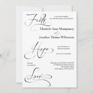Faith Hope Love Script Wedding Invitation