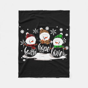 Faith Hope Love Snowman Christmas Pajama Cute Wint Fleece Blanket
