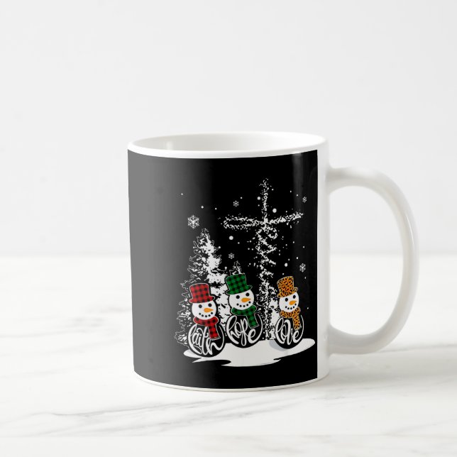 Faith Hope Love Snowman Jesus Christian Tree Chris Coffee Mug (Right)