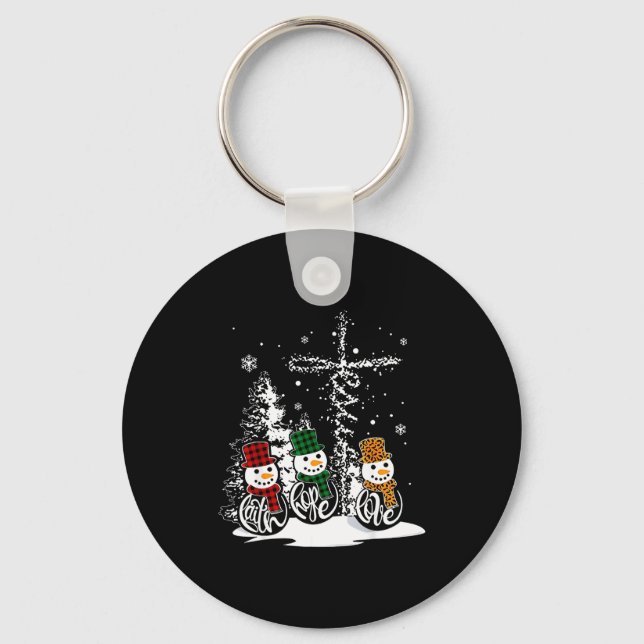 Faith Hope Love Snowman Jesus Christian Tree Chris Key Ring (Front)
