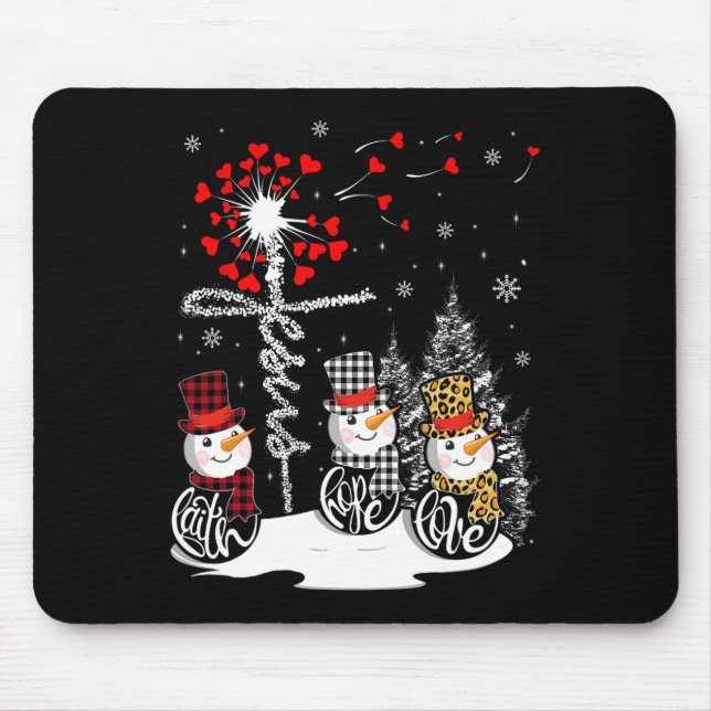 Faith Hope Love Snowman Jesus Dandelion Christian  Mouse Mat (Front)
