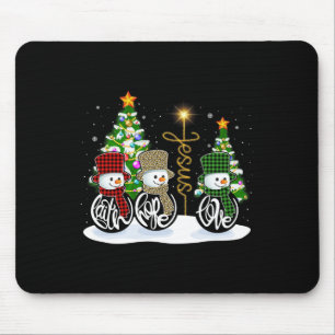 Faith Hope Love Snowman Jesus Fun Xmas Cross For C Mouse Mat