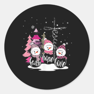 Faith Hope Love Snowman Jesus Xmas Tree Christian Classic Round Sticker