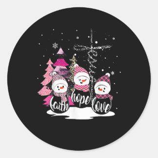 Faith Hope Love Snowman Jesus Xmas Tree Christian Classic Round Sticker
