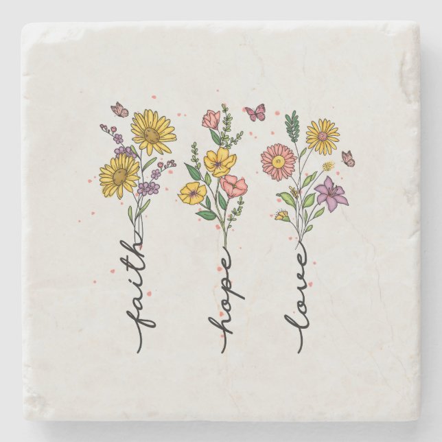 Faith-Hope-Love Stone Coaster (Front)