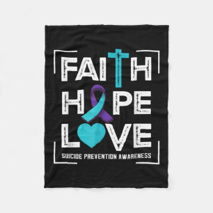 Faith Hope Love Suicide Prevention Awareness Fleece Blanket